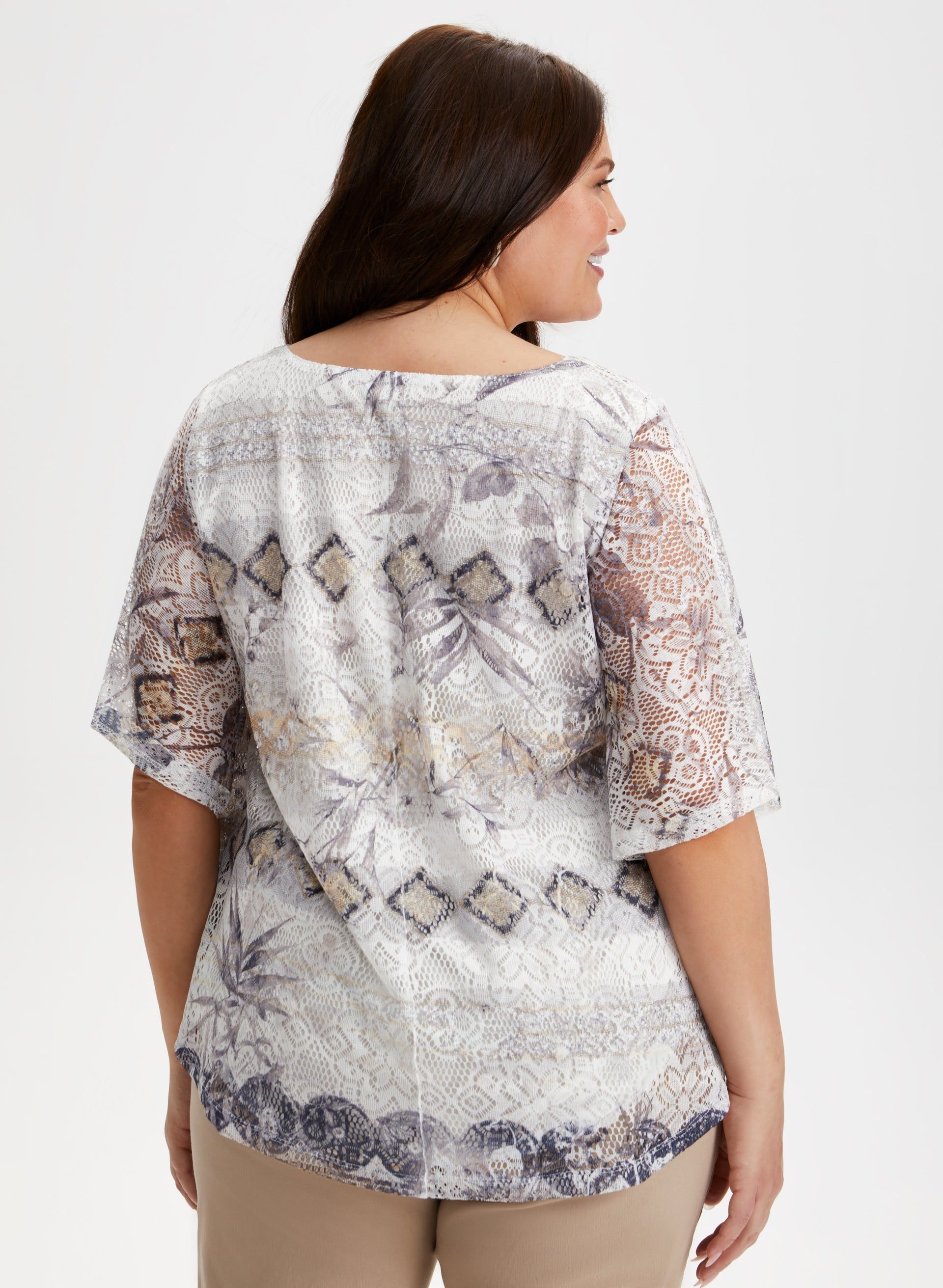 Geometric Print Lace Poncho Top sold by Laura product image thumbnail 2