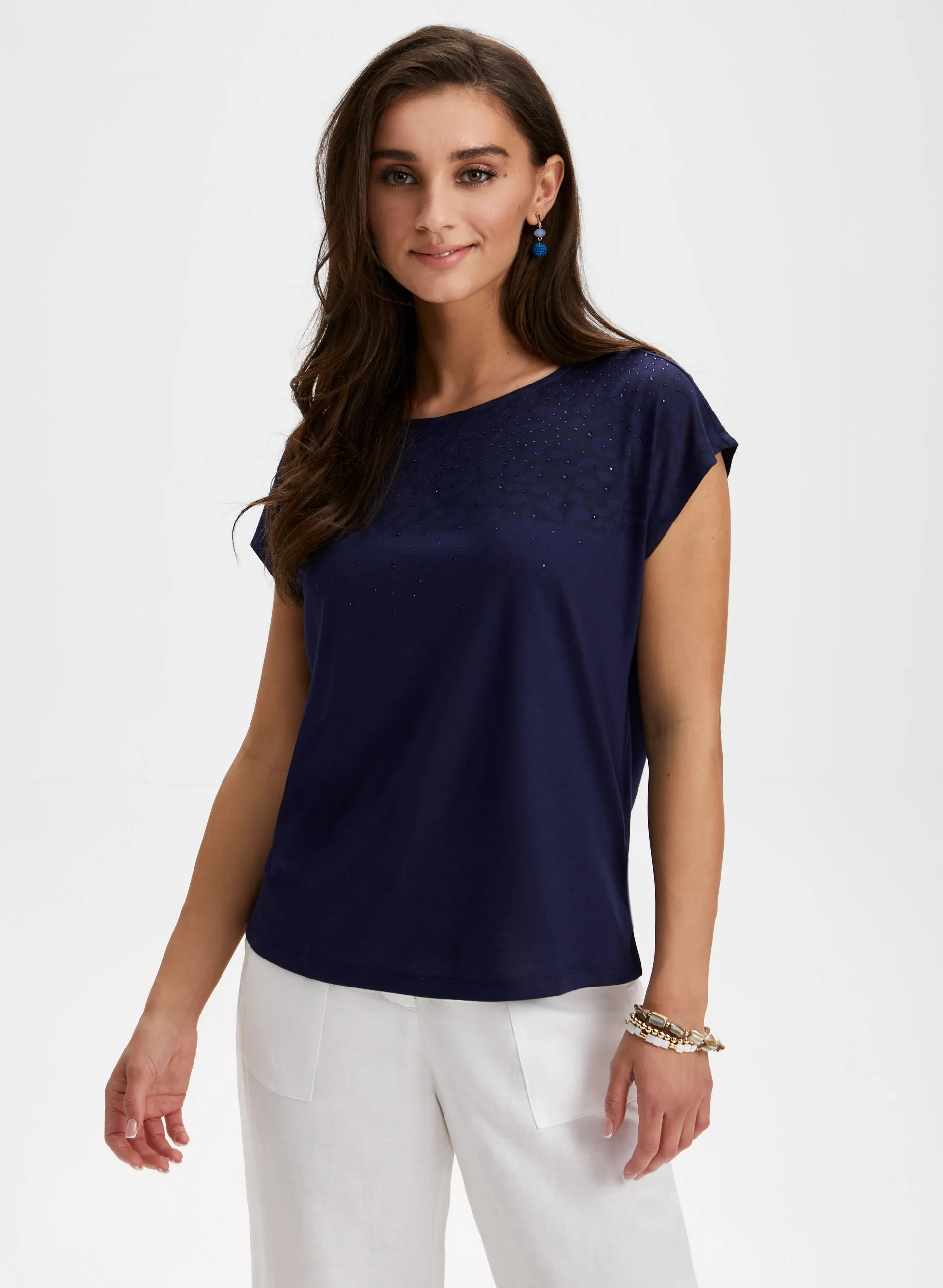 Rhinestone Detail Burnout Tee sold by Laura product image thumbnail 5