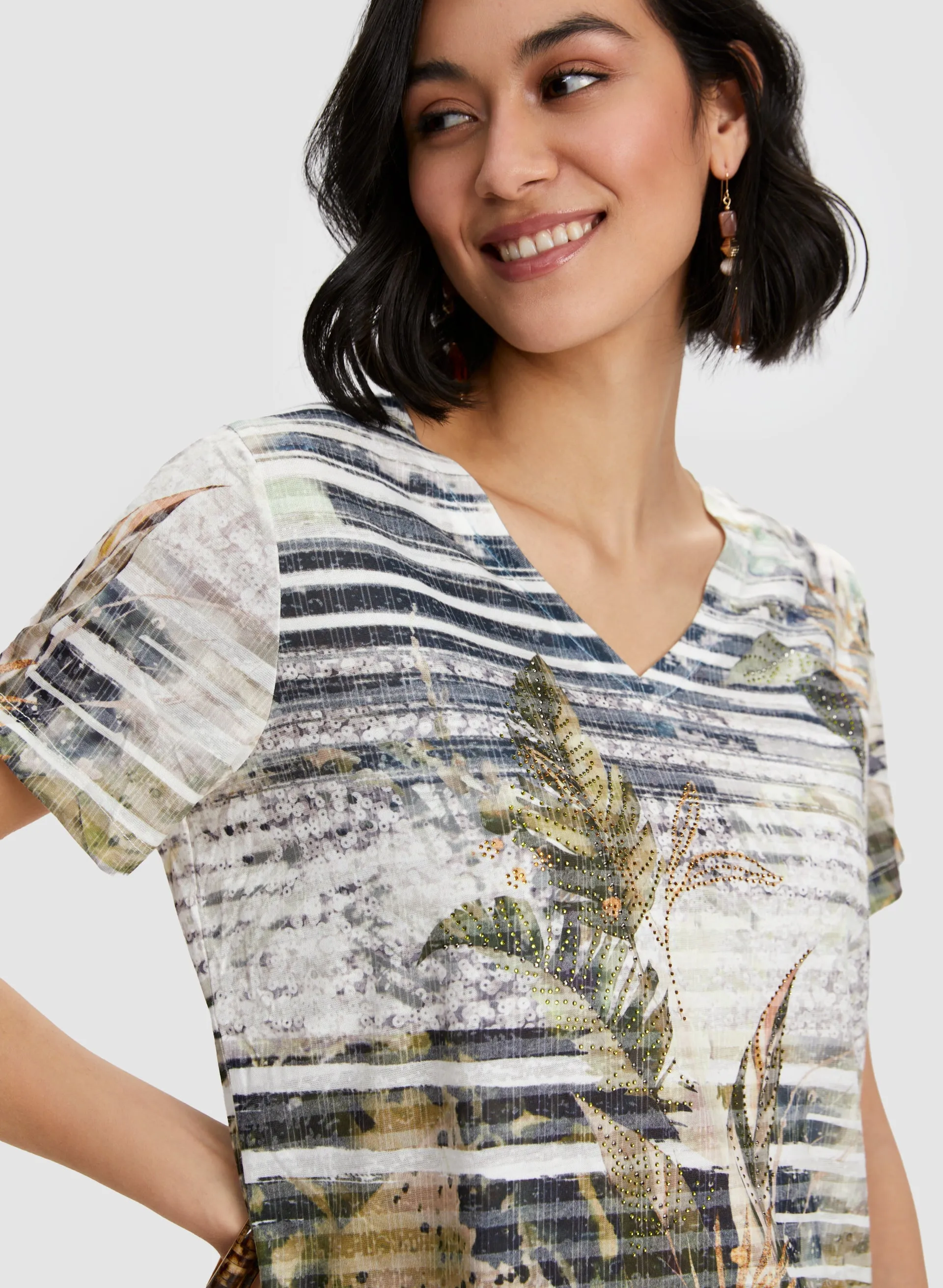 Leaf Print Burnout Top sold by Laura product image thumbnail 3