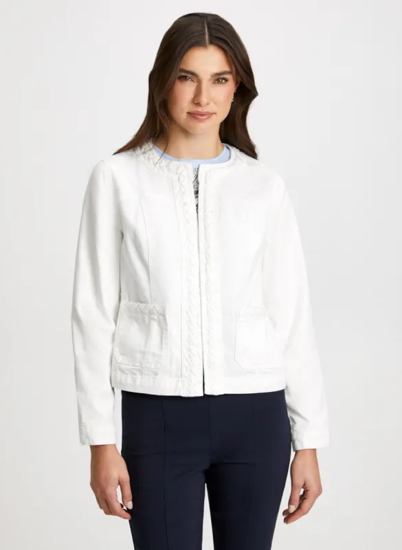 Braided Trim Denim Jacket sold by Laura