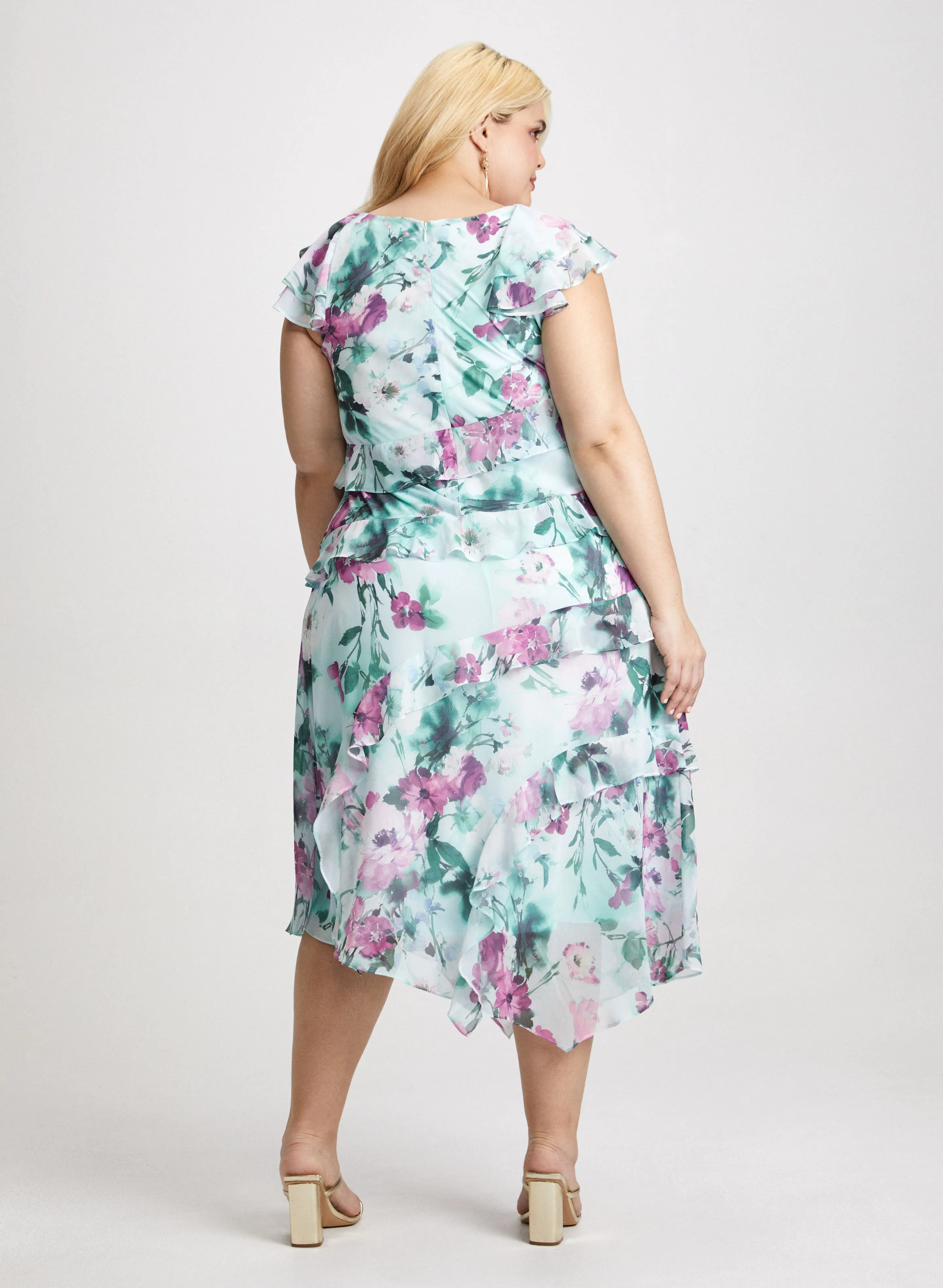 Ruffled Chiffon V-Neck Dress sold by Laura product image thumbnail 3