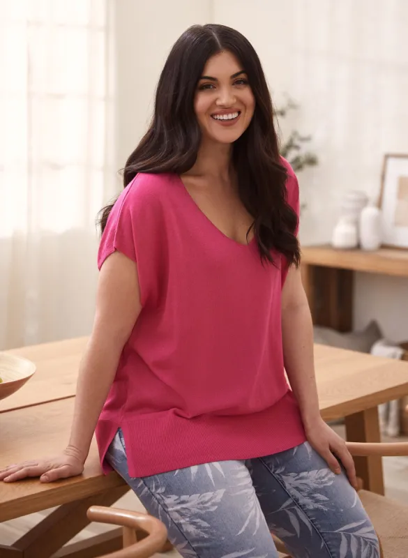 Short Sleeve V-Neck Sweater sold by Laura