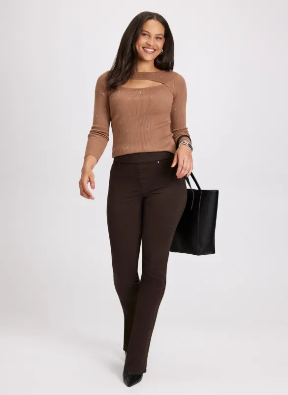 Cutout Design Sweater & Straight Leg Jeans sold by Laura