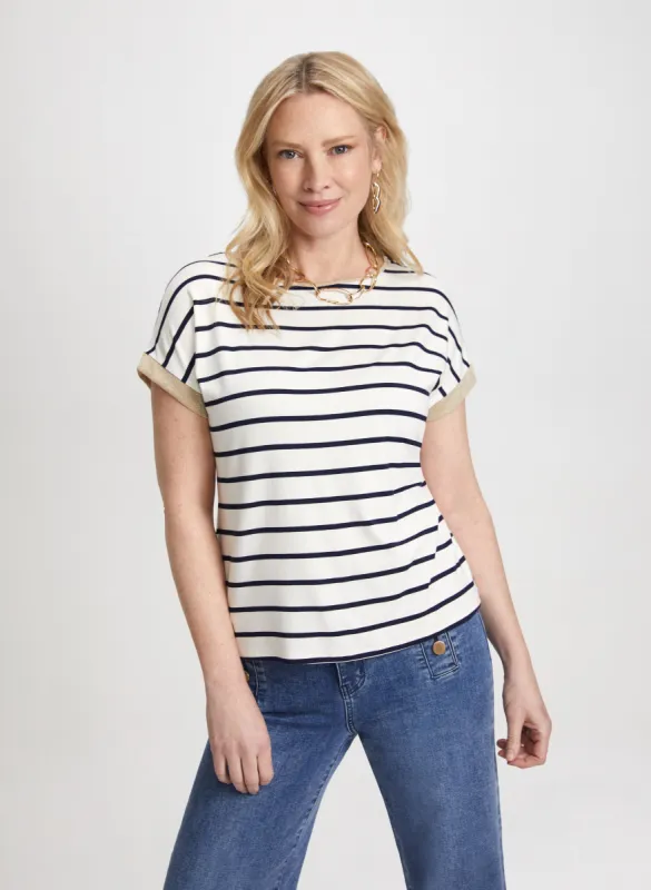 Striped Cap-Sleeve T-Shirt sold by Laura