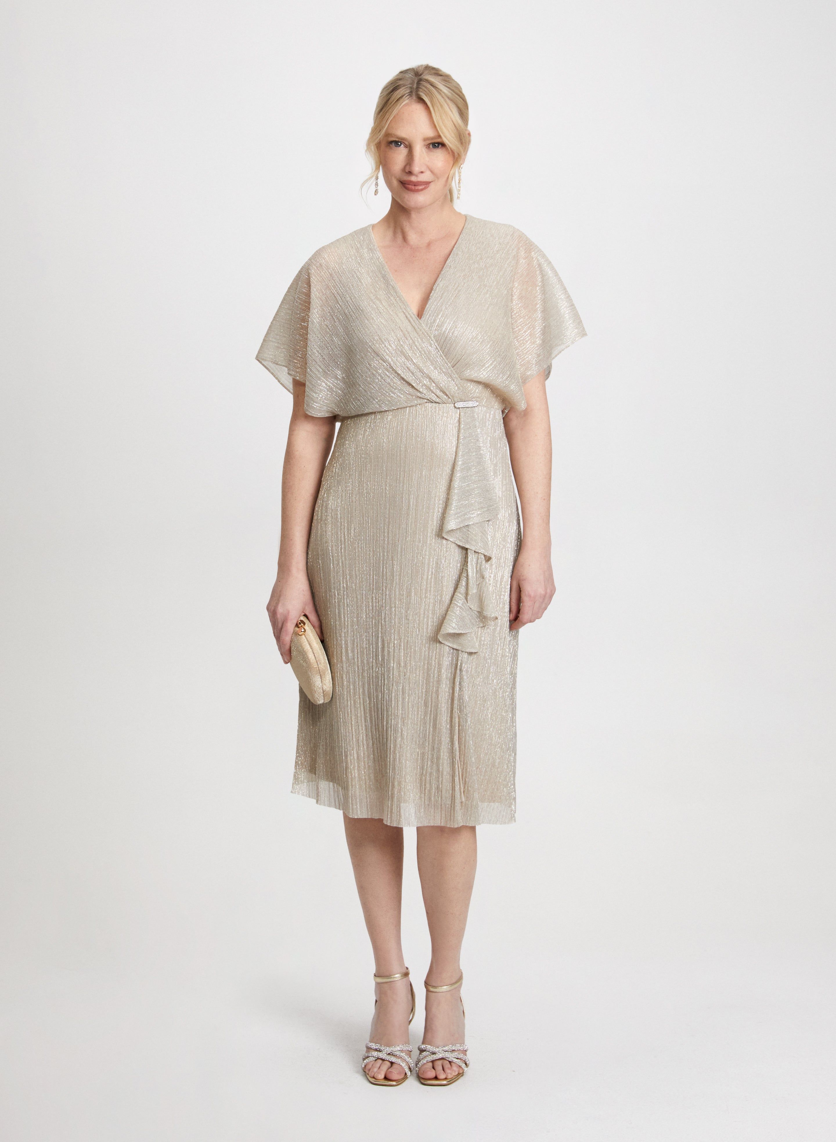 Joseph Ribkoff - Metallic Ruffle Dress sold by Laura