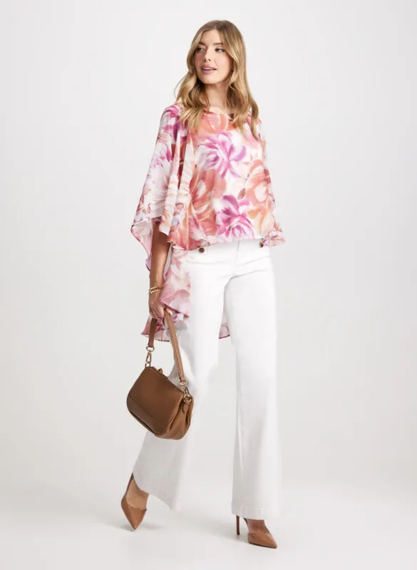 Flared Sleeve Floral Blouse & Wide Leg Jeans sold by Laura