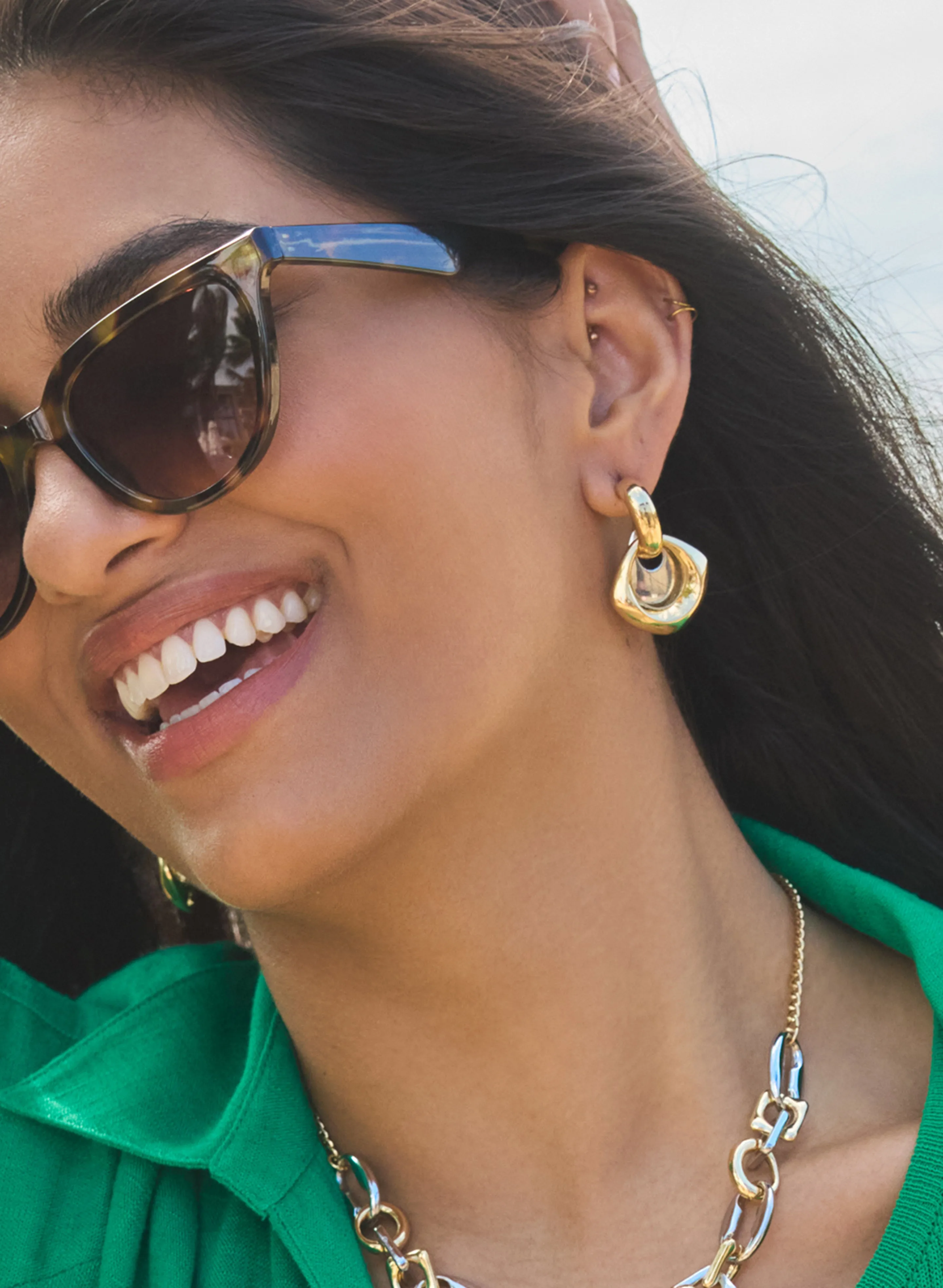 Two-Tone Doorknocker Earrings sold by Laura product image thumbnail 3