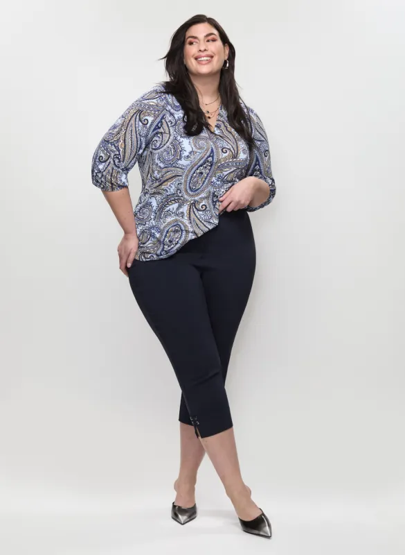 Balloon Sleeve Paisley Top & Signature Fit Bengaline Capris sold by Laura