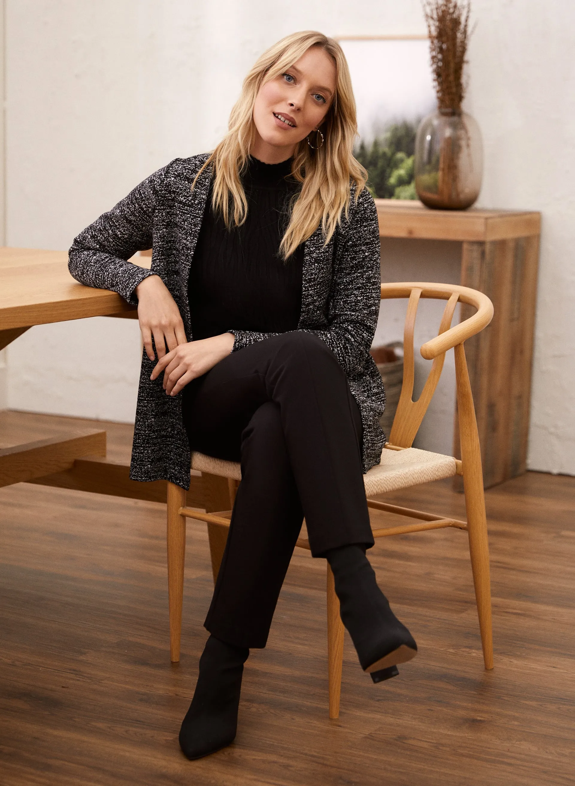 Tweed Print Open Front Jacket sold by Laura product image thumbnail 3