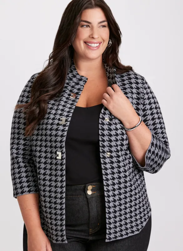 Houndstooth Mock Neck Cardigan sold by Laura