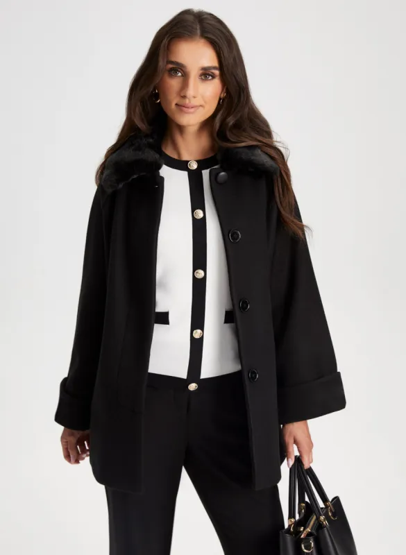 Wide Sleeve Wool Blend Coat sold by Laura