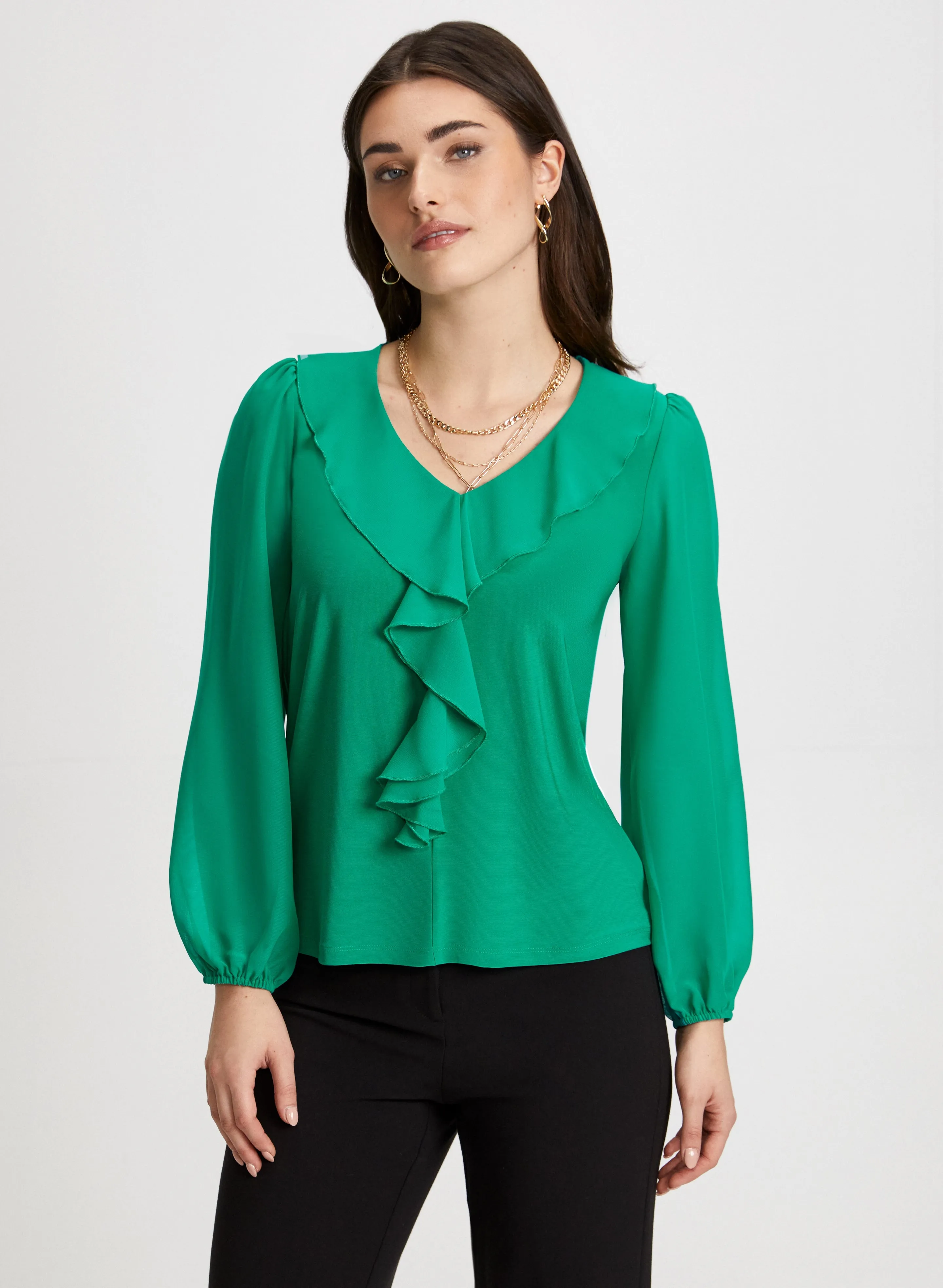 Ruffle Front Chiffon Top sold by Laura