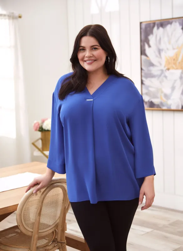 3/4 Sleeve V-Neck Blouse sold by Laura