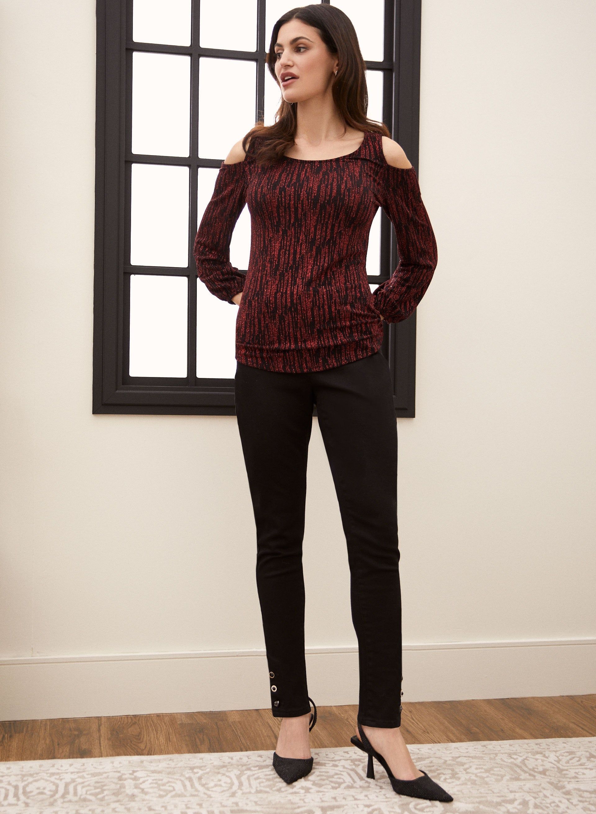 Glitter Knit Cold Shoulder Top sold by Laura product image thumbnail 4