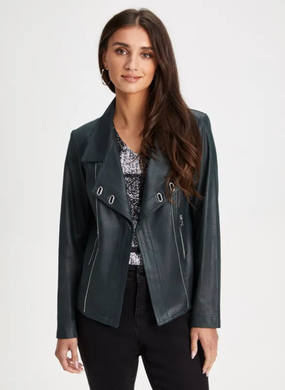 Stud Detail Faux Suede Jacket sold by Laura