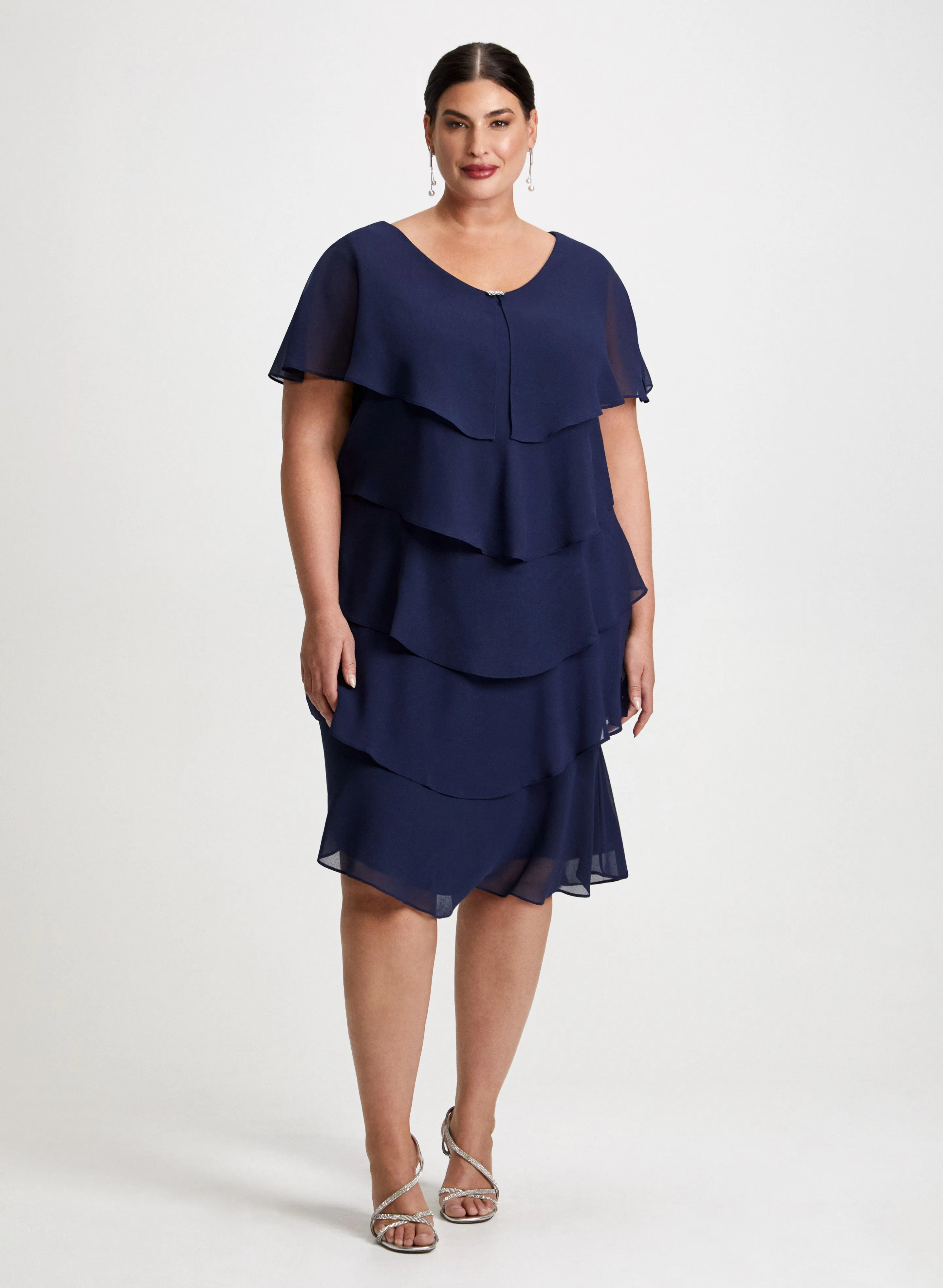 Tiered Dress & Pearl Dangle Earrings sold by Laura