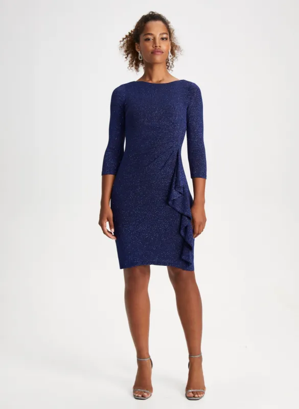 Flounce Detail Glitter Dress sold by Laura