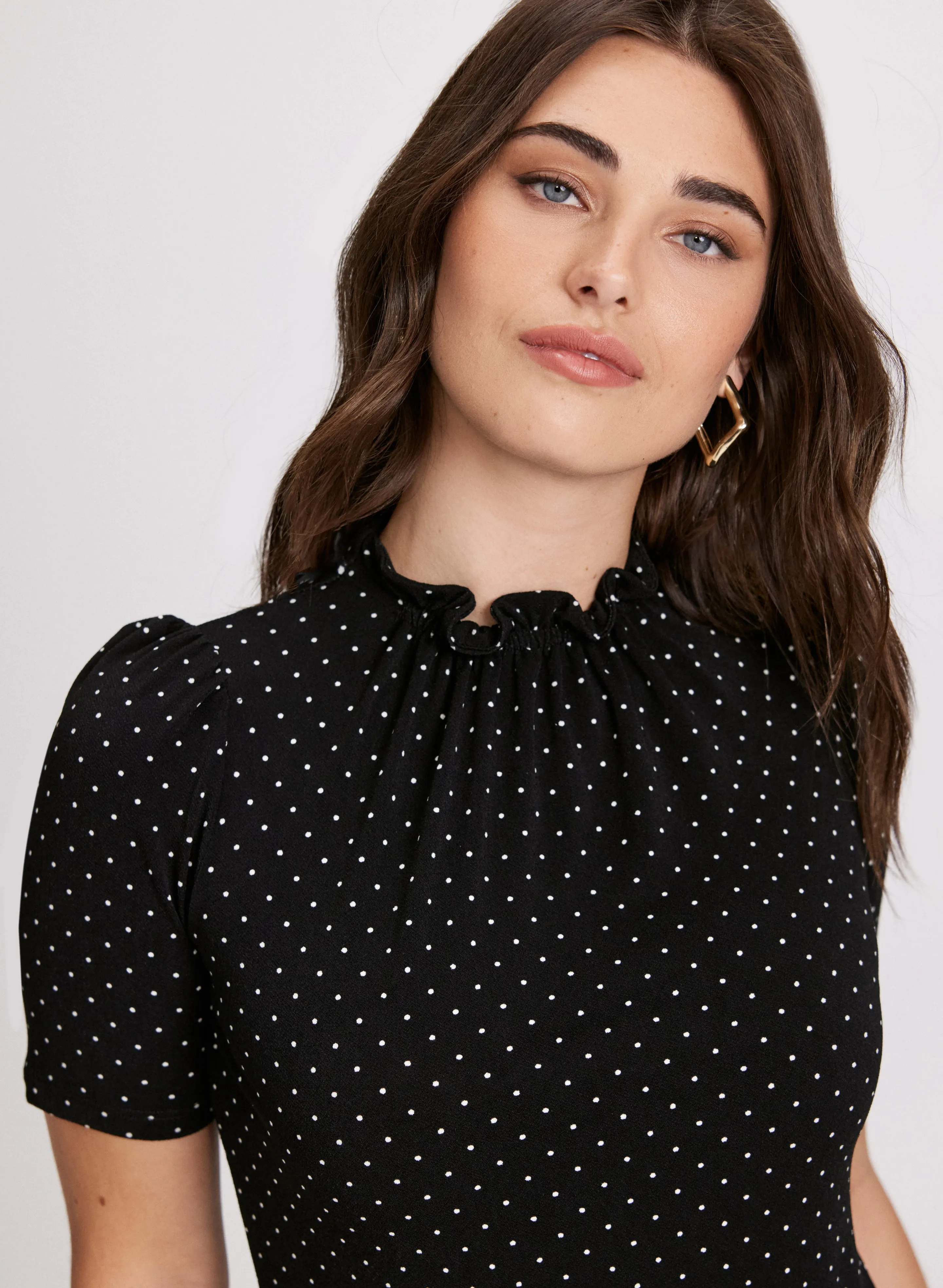 Polka Dot Pleated Mock Neck Top sold by Laura product image thumbnail 2