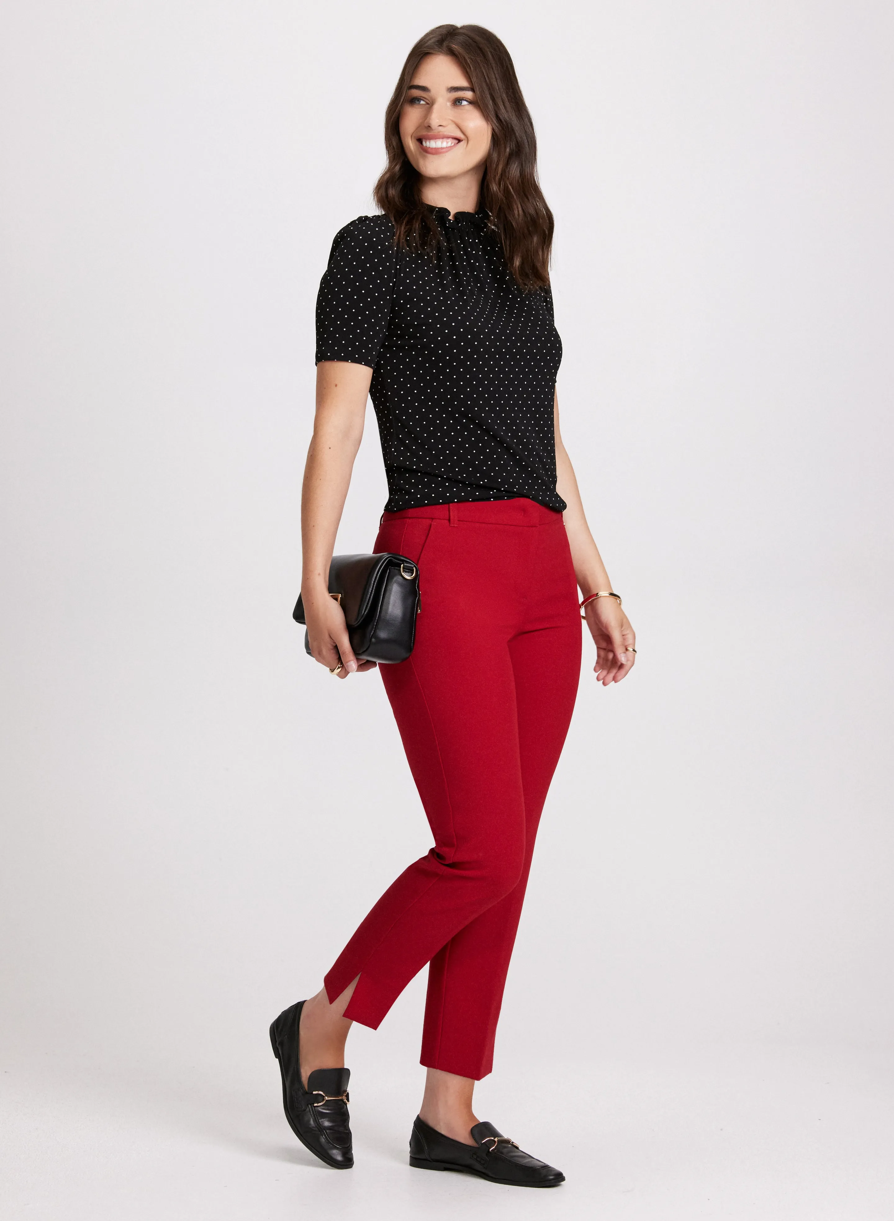 Polka Dot Pleated Mock Neck Top sold by Laura product image thumbnail 3