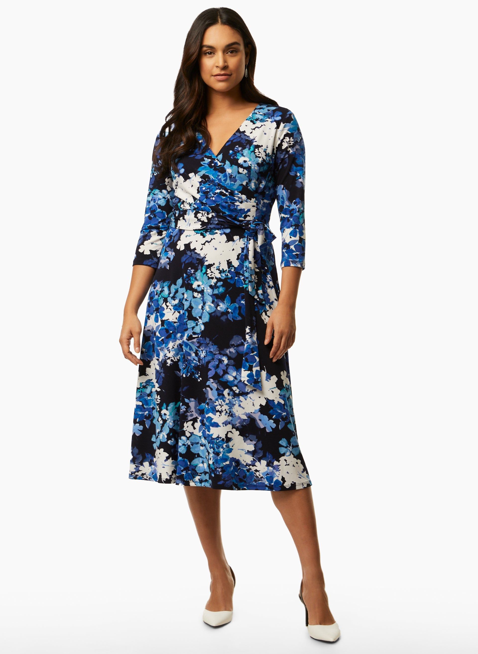Floral Print Wrap Midi Dress sold by Laura