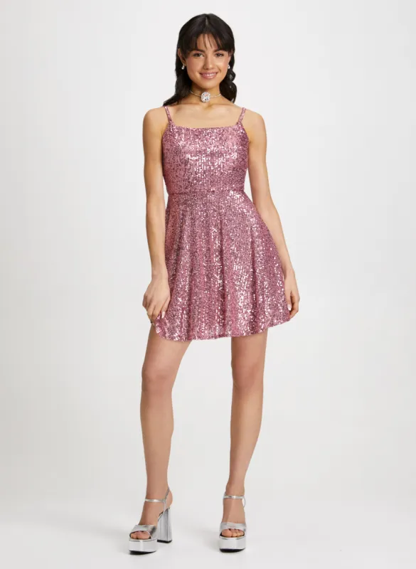 Square Neck Sequin Dress sold by Laura