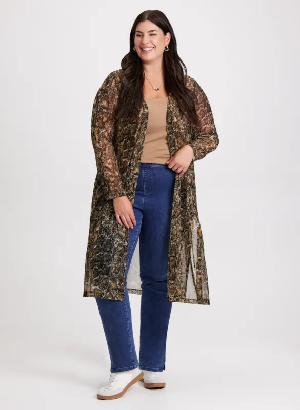 Snake Print Slit Cardigan & Pull-On Jeans sold by Laura