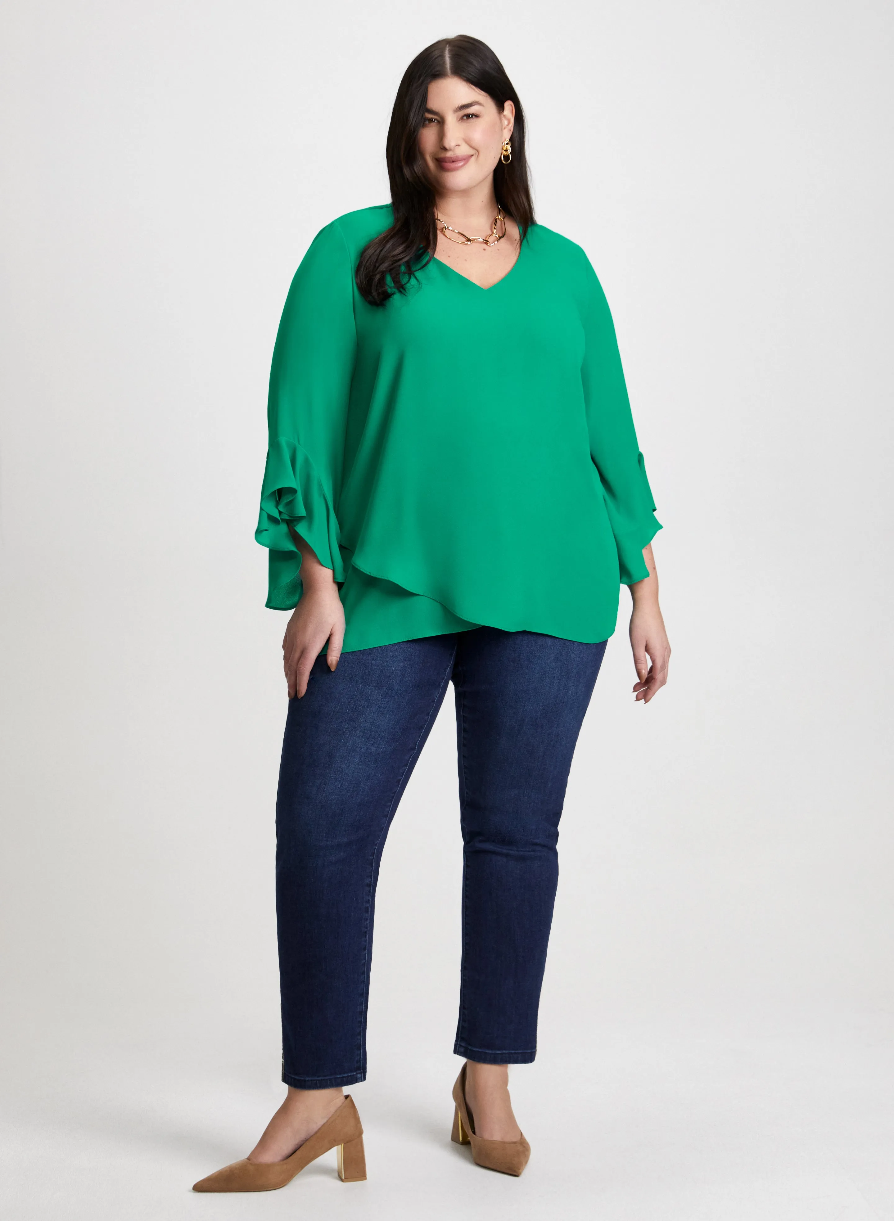 Asymmetric Blouse & Straight Leg Jeans sold by Laura