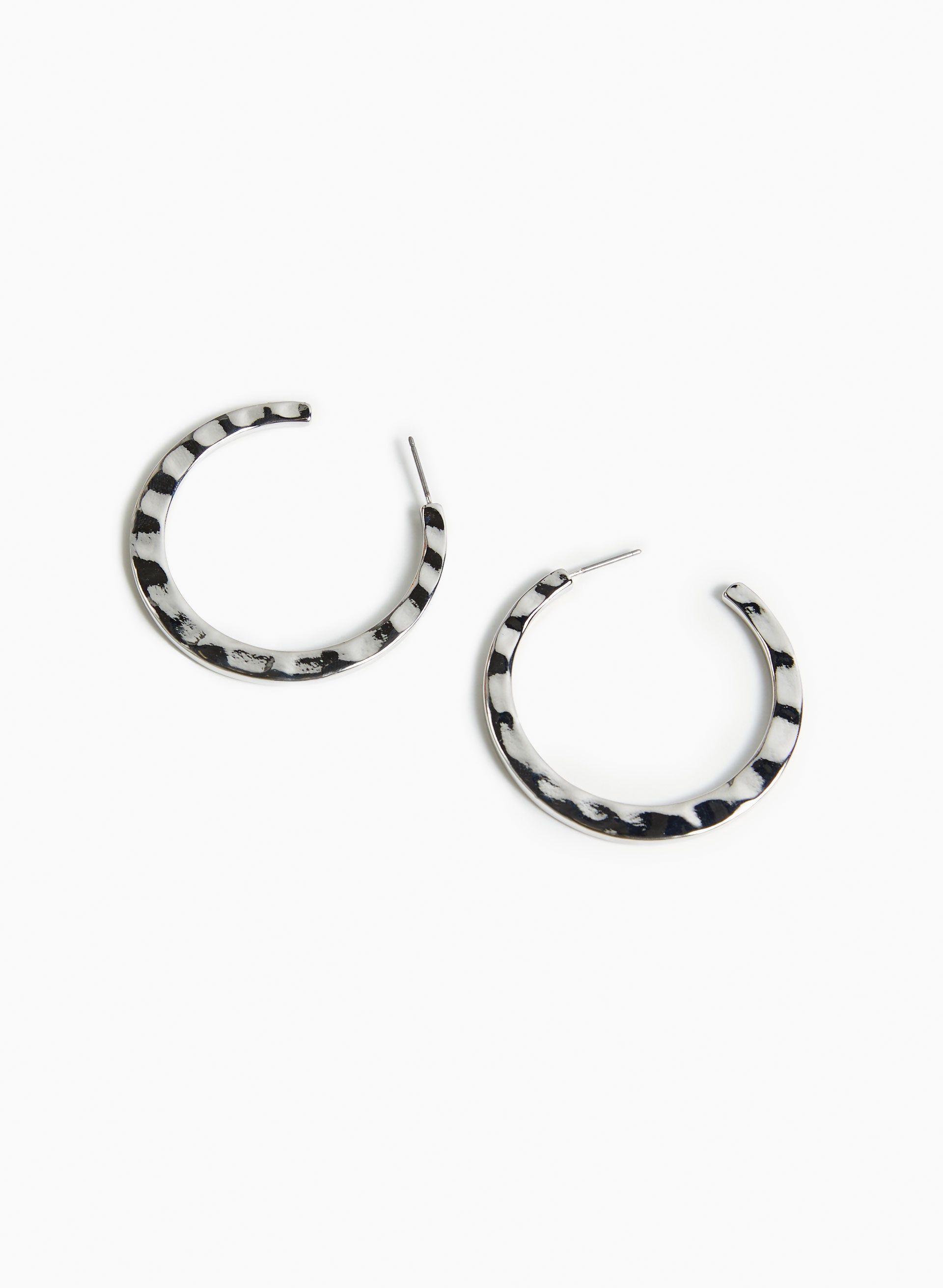 Hammered Effect Open Hoop Earrings sold by Laura