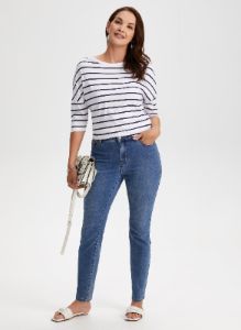 Stripe Print 3/4 Sleeve Tee sold by Laura