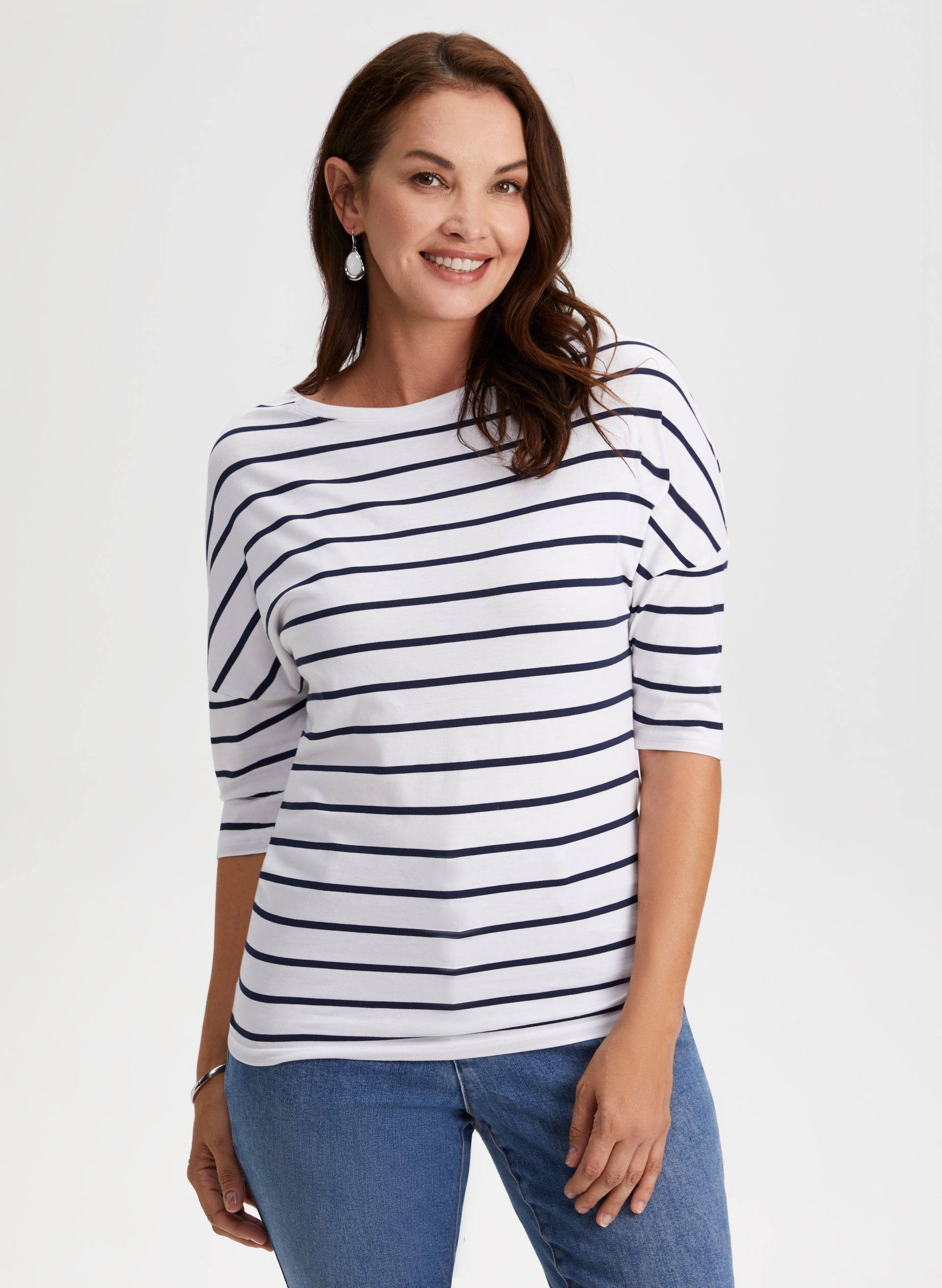 Stripe Print 3/4 Sleeve Tee sold by Laura product image thumbnail 5