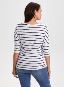 Stripe Print 3/4 Sleeve Tee sold by Laura