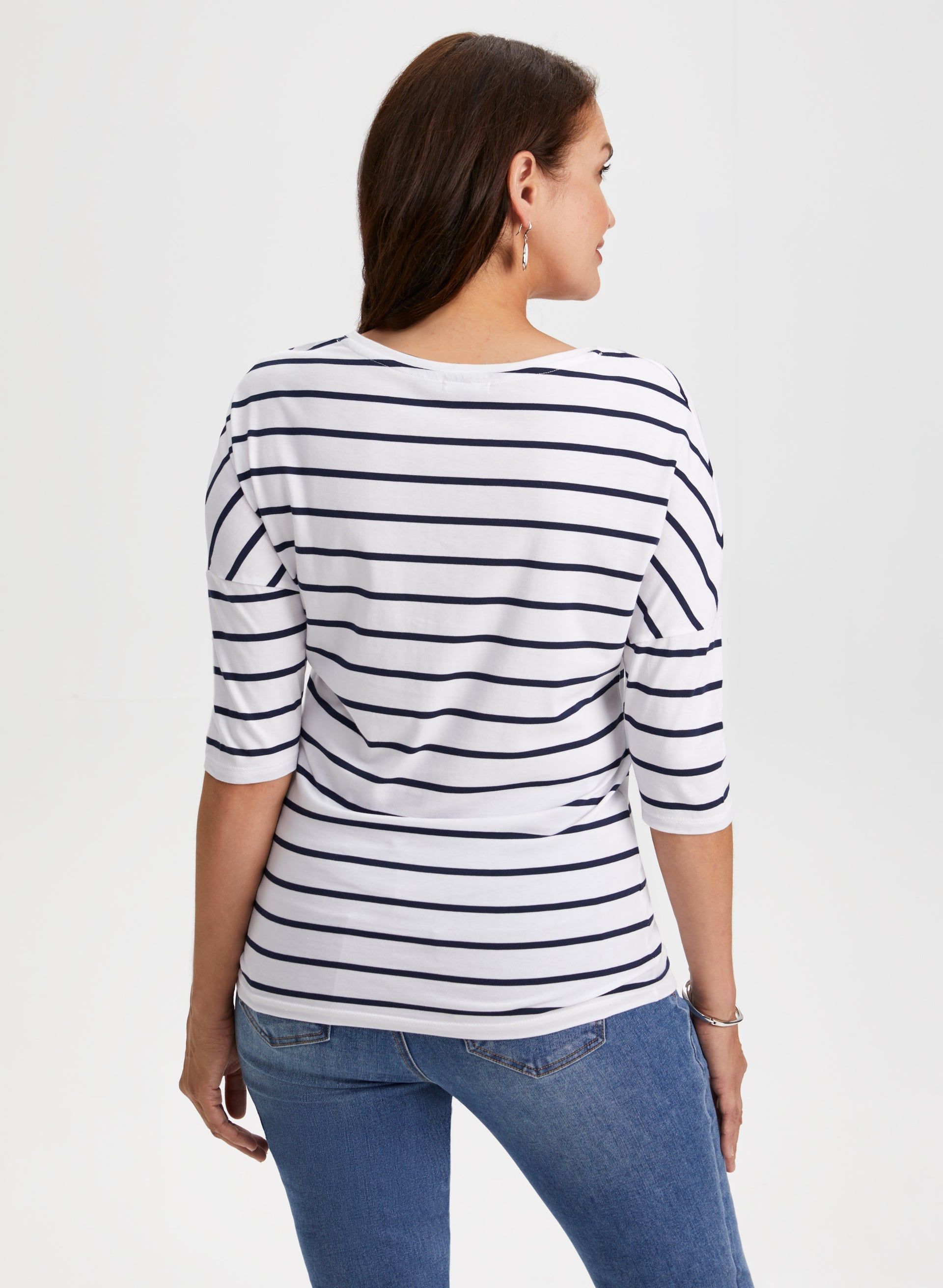 Stripe Print 3/4 Sleeve Tee sold by Laura product image thumbnail 2