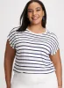 Buttoned Shoulder Striped T-Shirt sold by Laura
