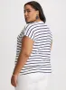 Buttoned Shoulder Striped T-Shirt sold by Laura