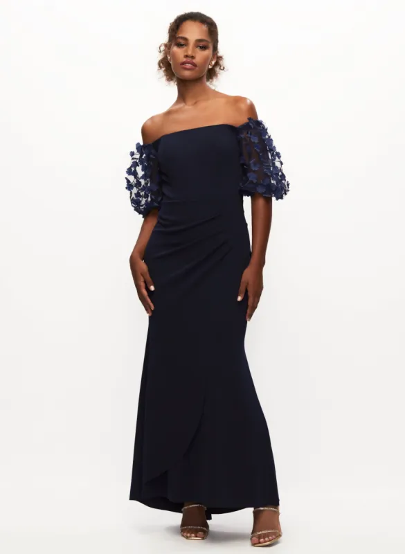 Floral Sleeve Off-the-Shoulder Dress sold by Laura