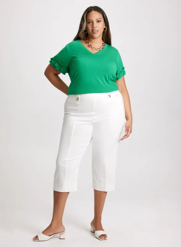 Ruffled Sleeve T-Shirt & Side Slit Pants sold by Laura