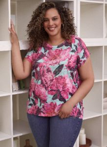 Floral Print Burnout Tee sold by Laura