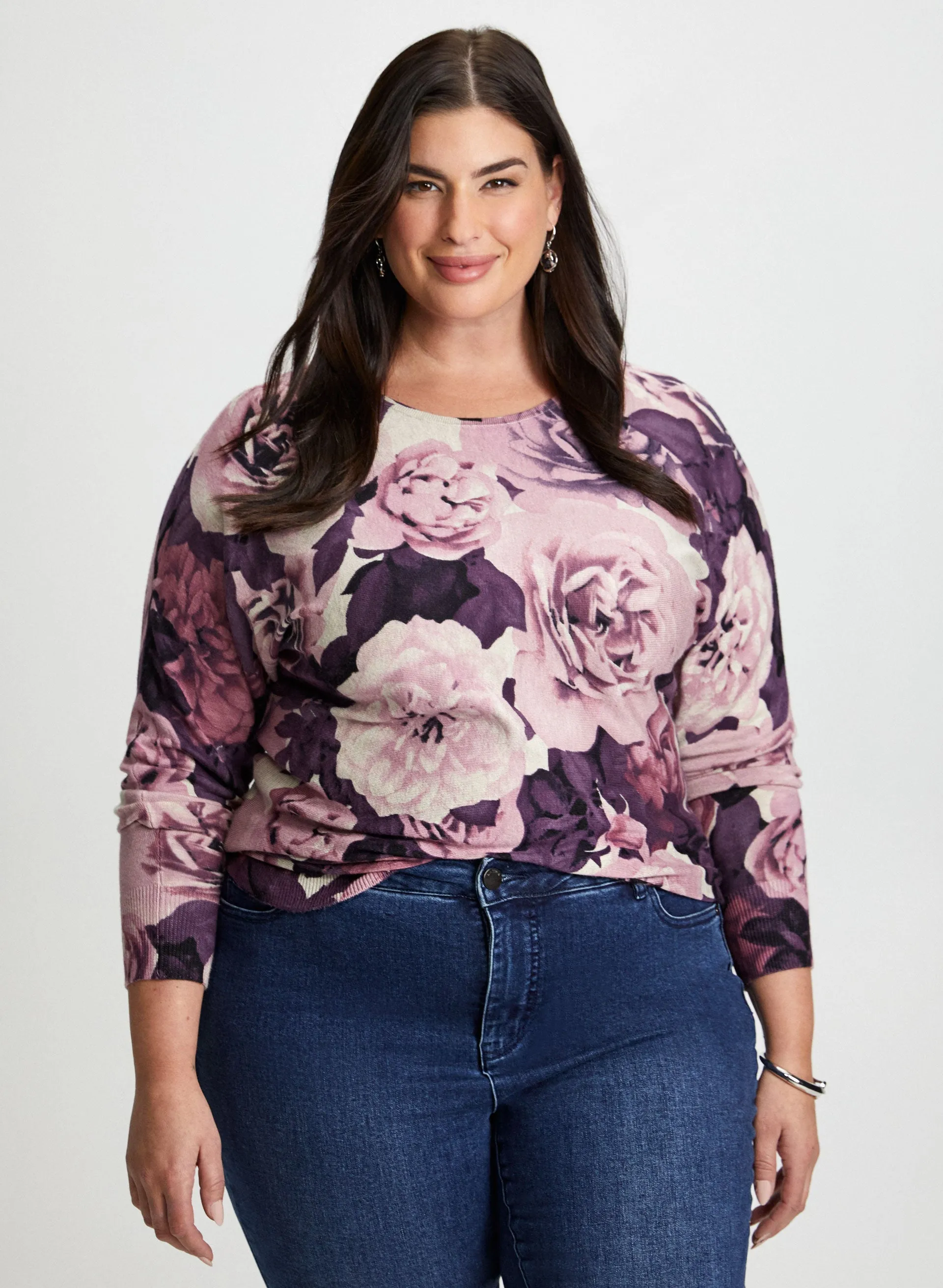 Dolman Sleeve Floral Print Sweater sold by Laura