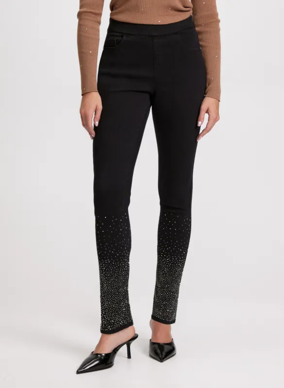 Rhinestone Detail Slim Leg Jeans sold by Laura
