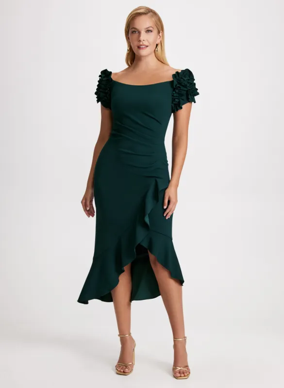 Slit Ruffled Cocktail Dress sold by Laura