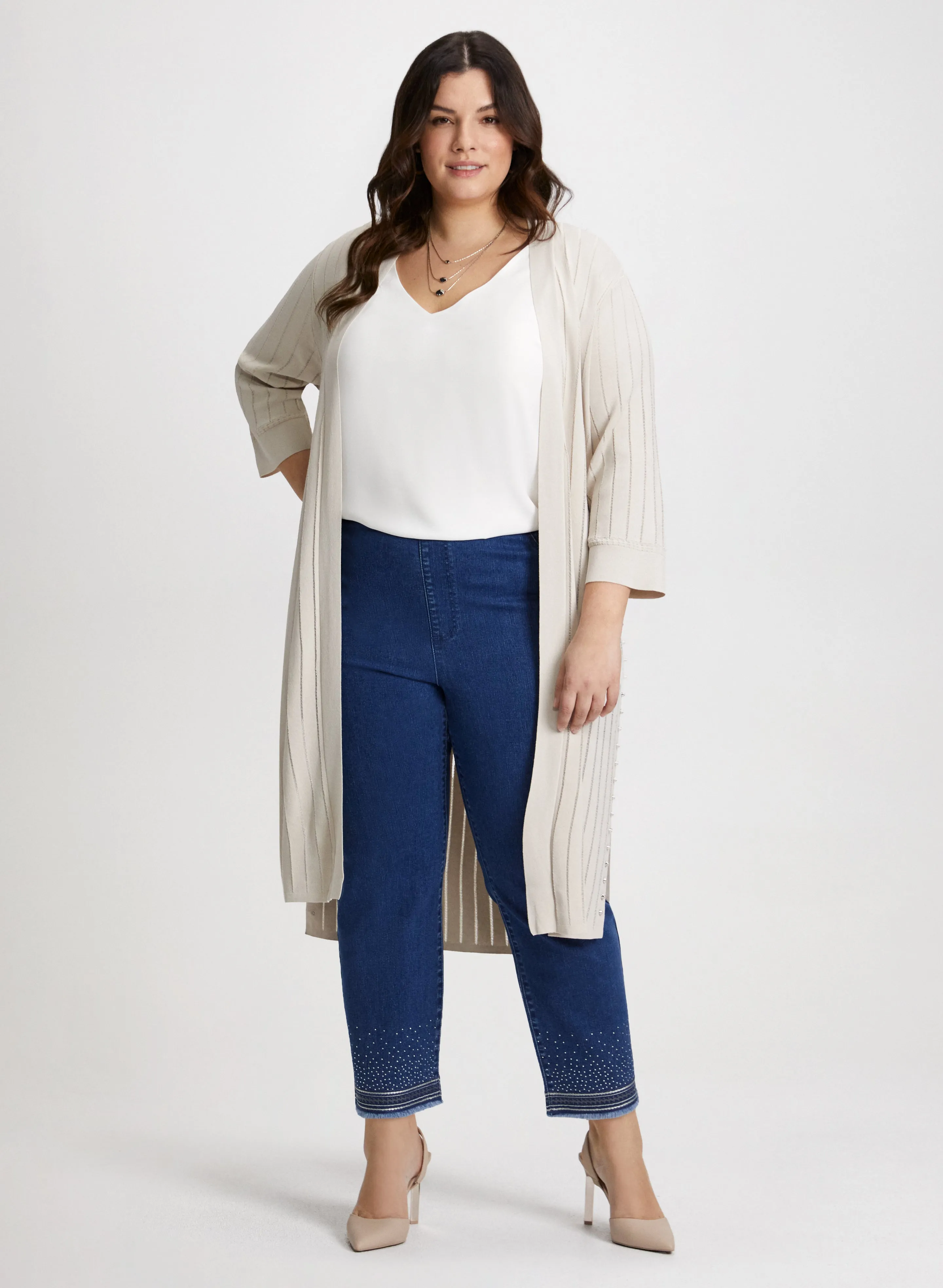 Open Front Cardigan & V-Neck Blouse sold by Laura