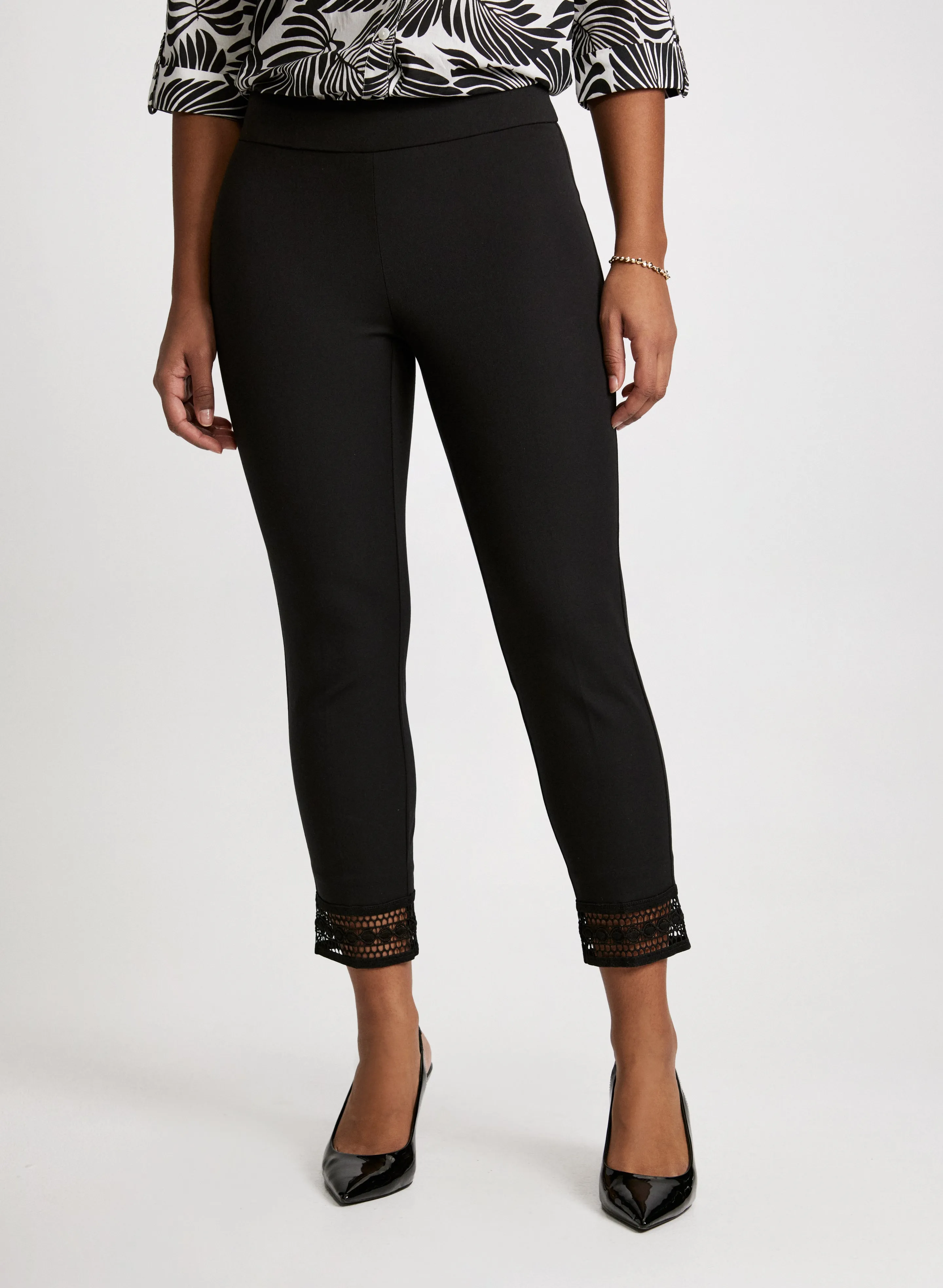 Lace Hem Pull-On Ankle Pants sold by Laura