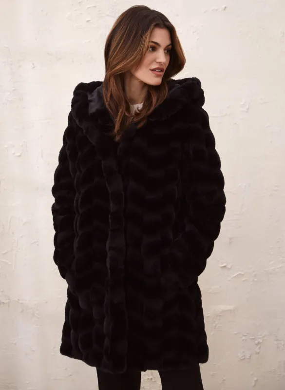 Patterned Faux Fur Coat sold by Laura