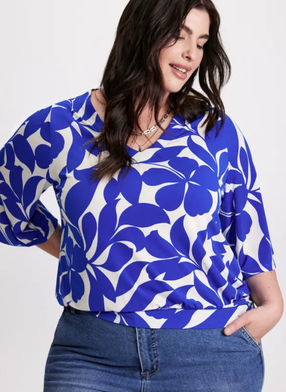 Leaf Print V-Neck Top sold by Laura