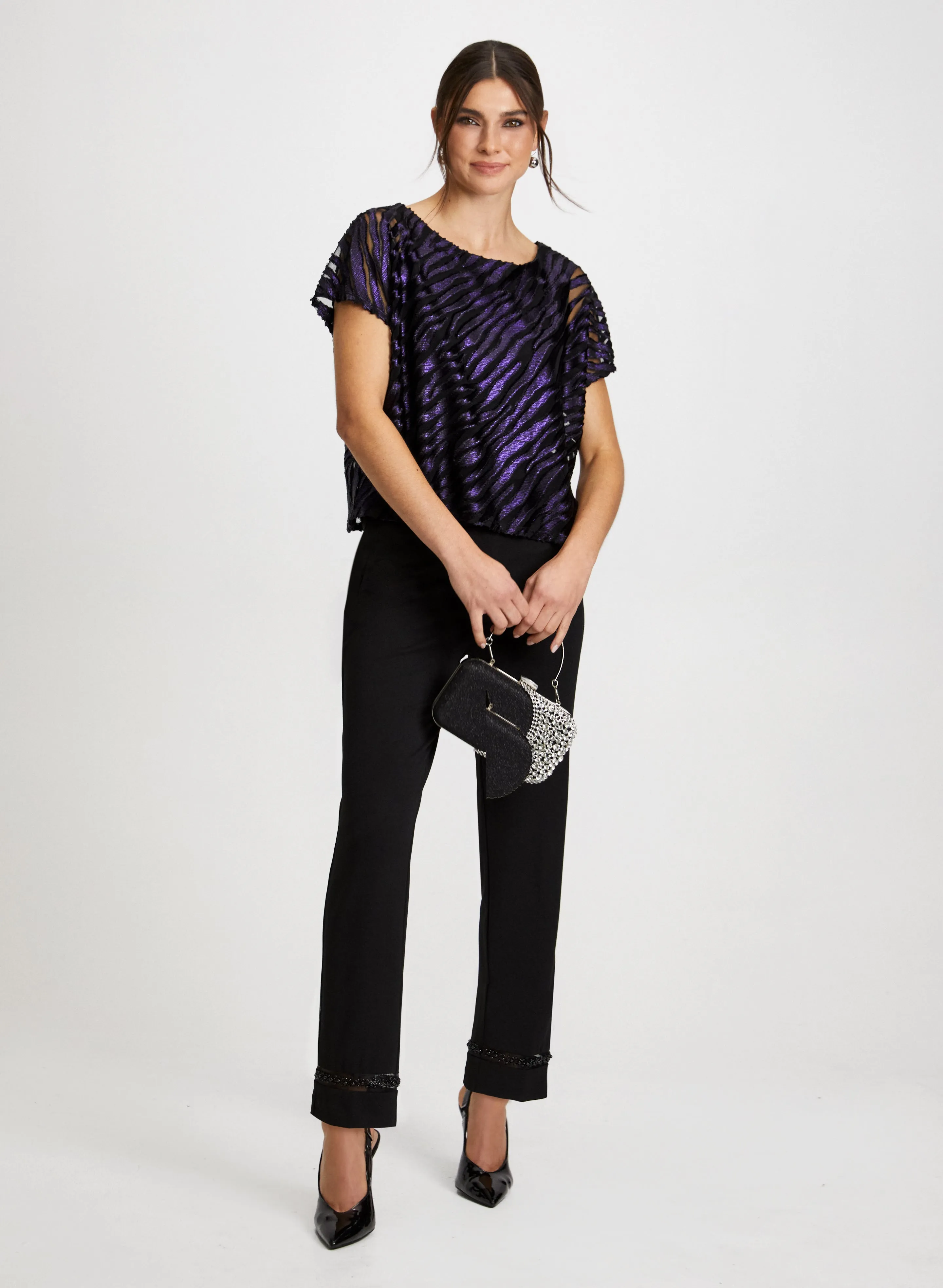 Zebra Print Blouse & Pearl Detail Pants sold by Laura