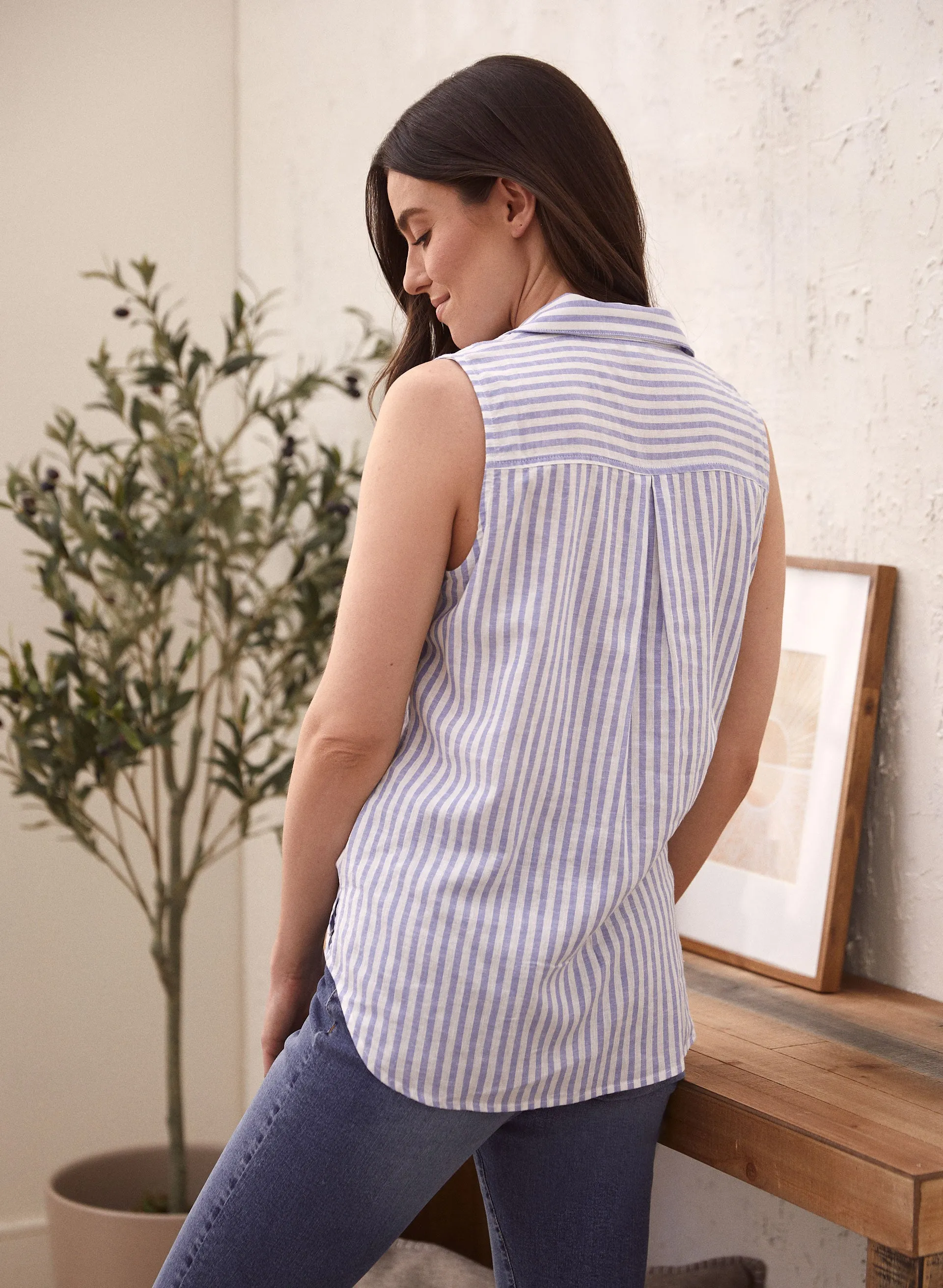 Stripe Print Sleeveless Blouse sold by Laura product image thumbnail 4