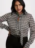 Houndstooth Print Chiffon Blouse sold by Laura