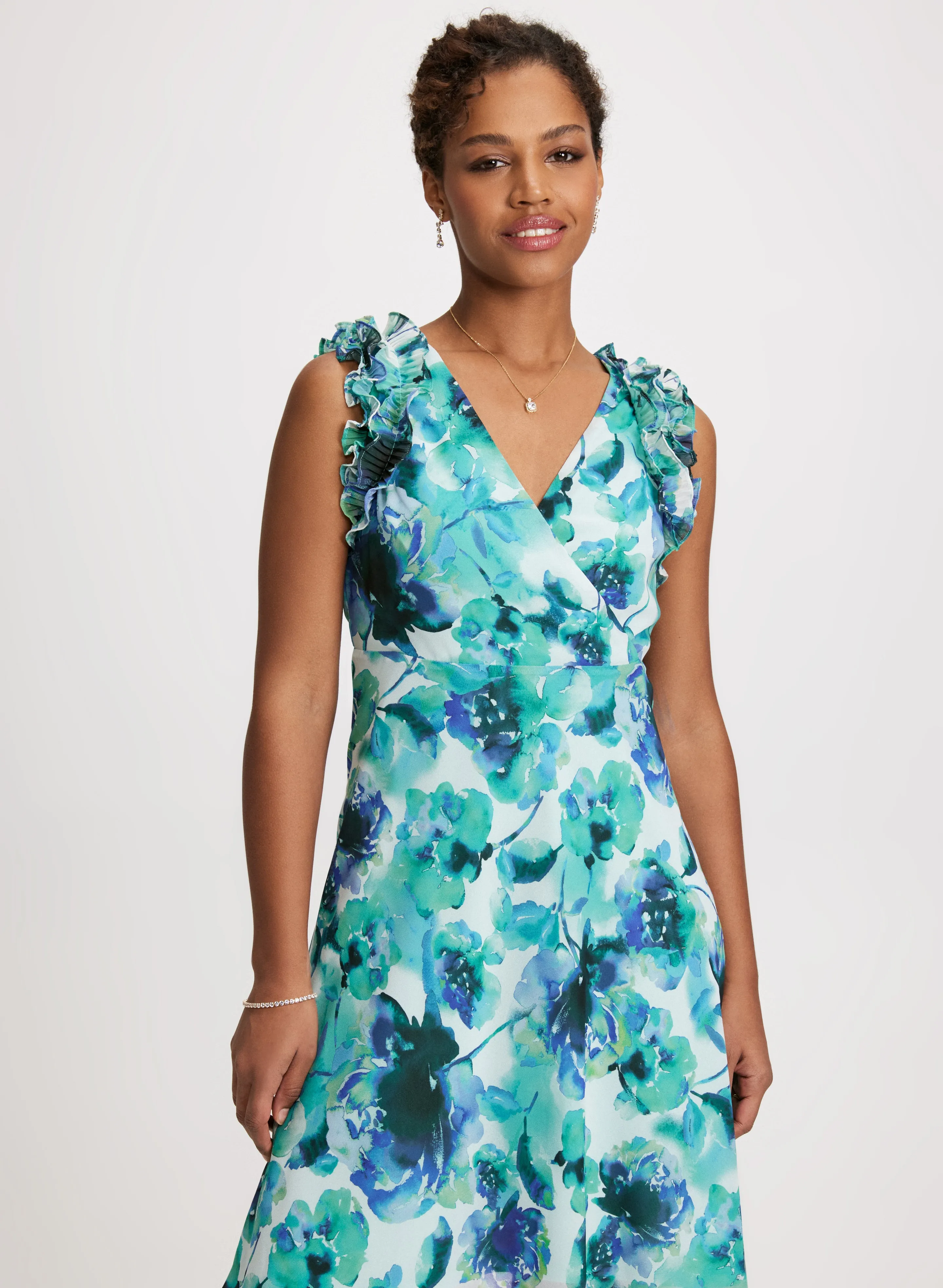 Ruffle Shoulders Floral Dress sold by Laura product image thumbnail 4