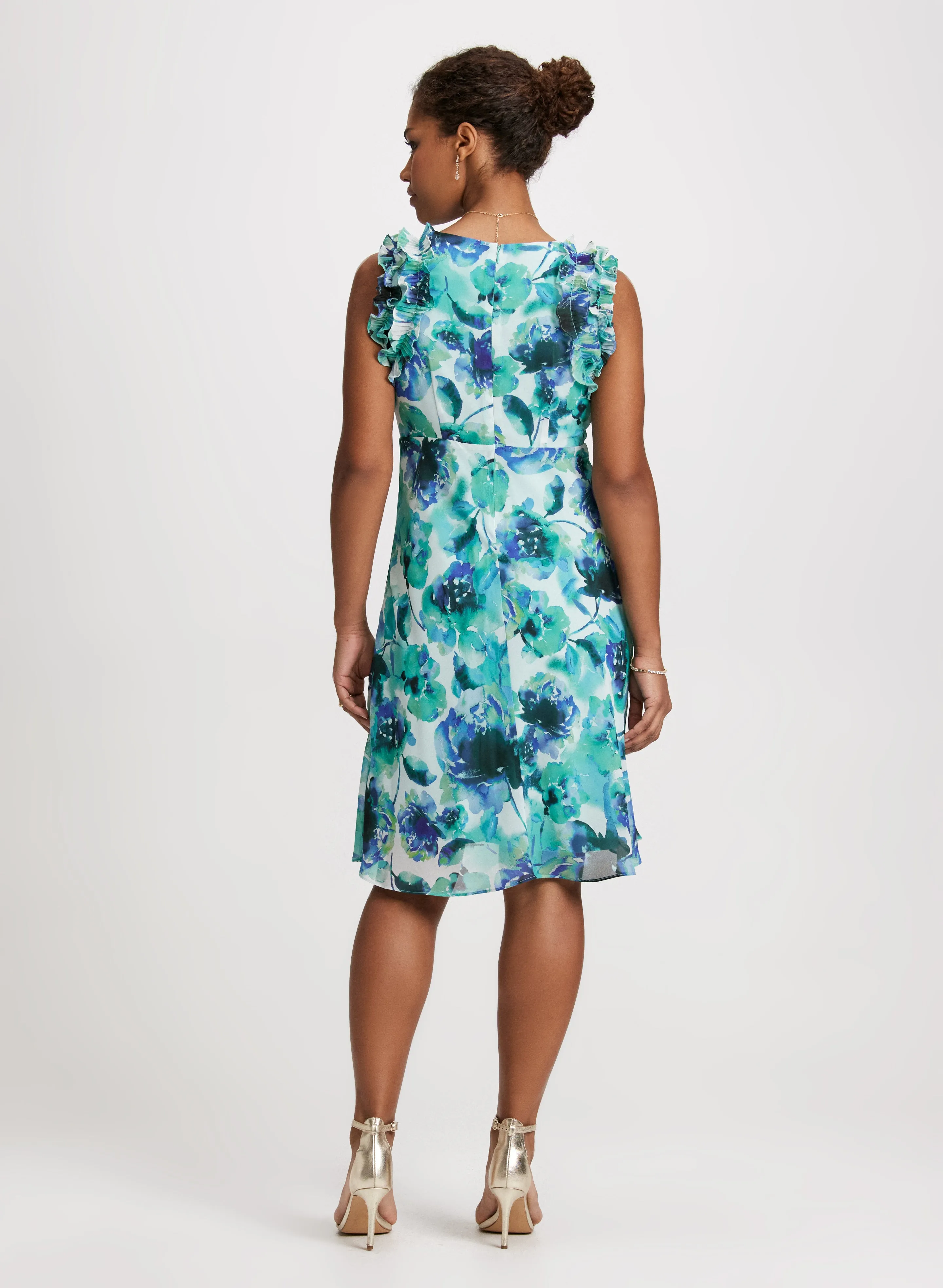 Ruffle Shoulders Floral Dress sold by Laura product image thumbnail 3