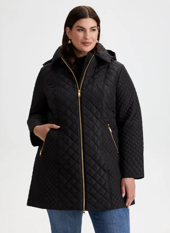 Diamond Quilted Vegan Down Coat sold by Laura